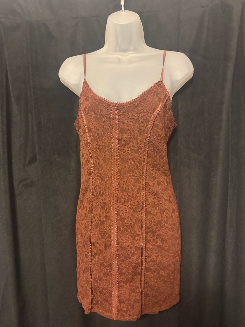 Forever 21 Rust Lace Slip Mini Dress